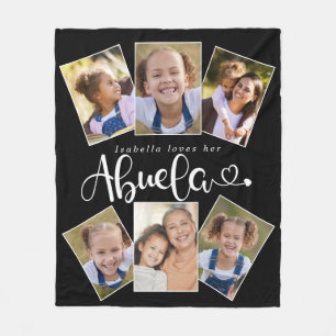 Couverture Polaire Personnalisé Nom Aime Abuela Cute Fun Photo Collag
