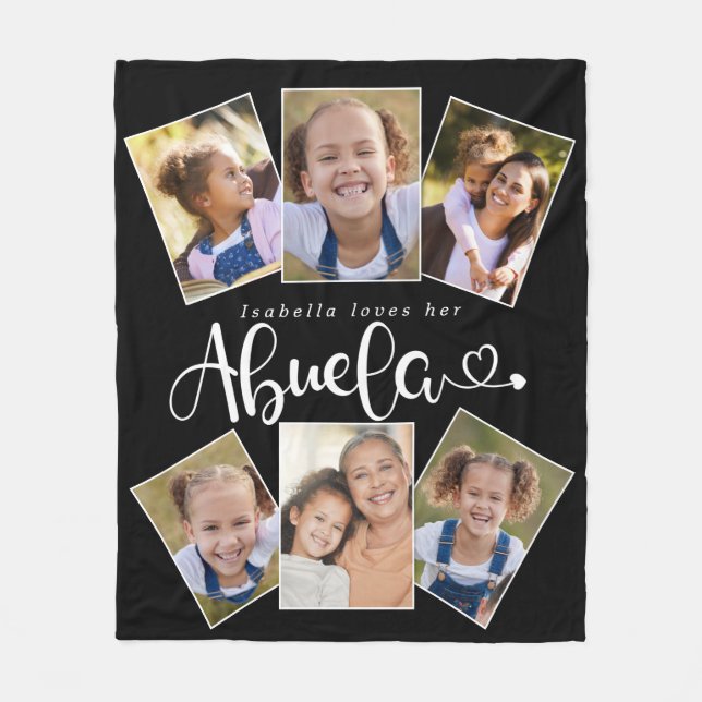Couverture Polaire Personnalisé Nom Aime Abuela Cute Fun Photo Collag (Devant)