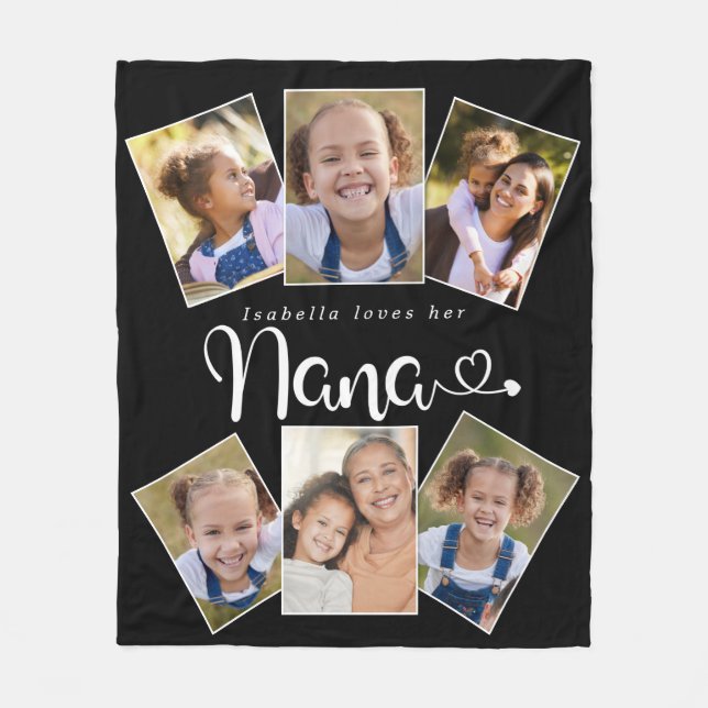 Couverture Polaire Personnalisé Nom Aime Nana Cute Fun Photo Collage (Devant)