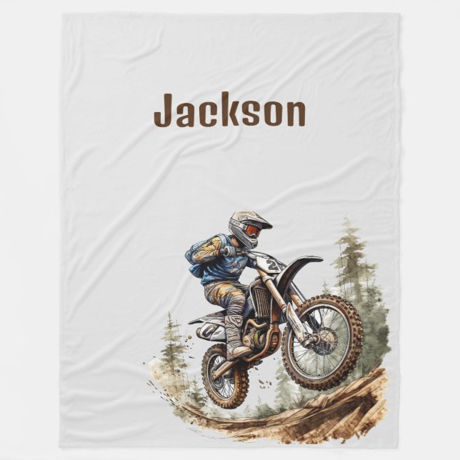 Couverture Polaire Personnalisé Nom Cosy Dirtbike Blanket Cadeau Fami (Devant)