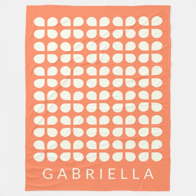 Couverture Polaire Personnalisé Orange Retro Midsiècle Moderne Bold (Devant)