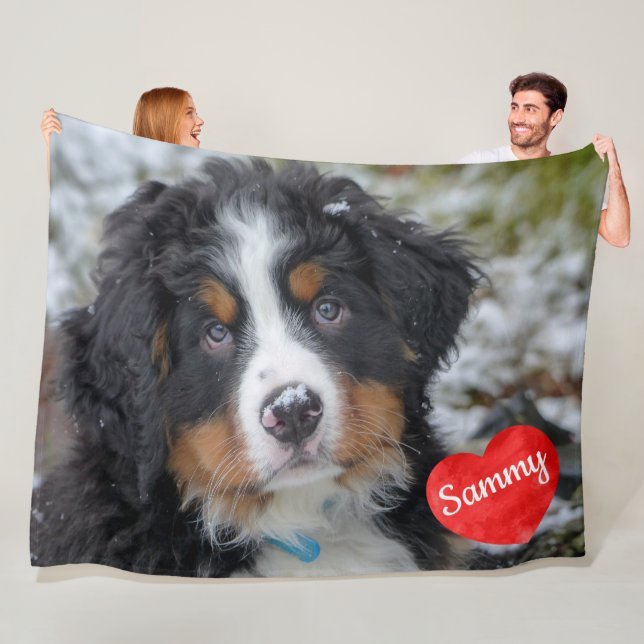Couverture Polaire Personnalisé Pet Photo Keepsaké Dog Memorial (En situation)