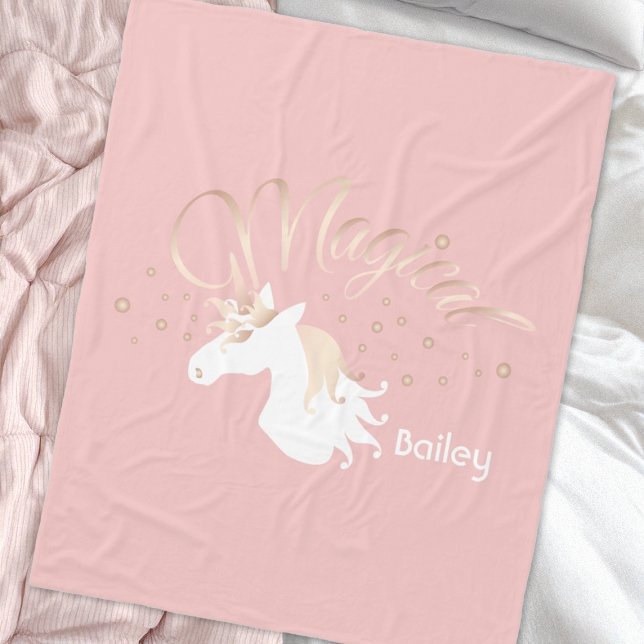 Couverture Polaire Personnalisé Rose moderne Magique Unicorn Enfants (Créateur téléchargé)