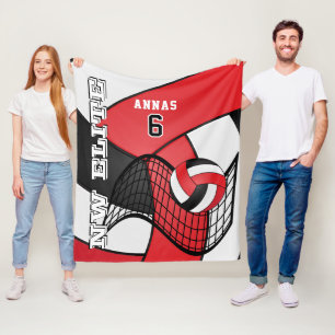 Couverture Polaire Personnalisé - Sport de volley-ball en rouge, blan