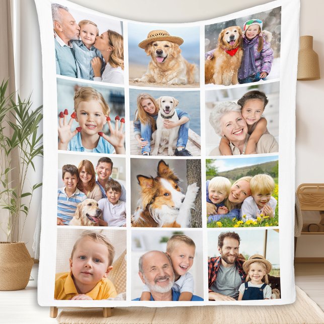 Couverture Polaire Personnalisé tendance 12 Photos Collage Famille An (Créateur téléchargé)