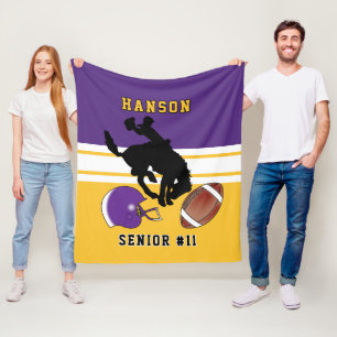 Couverture Polaire 🏈 personnalisé violet, blanc et or avec logo pola