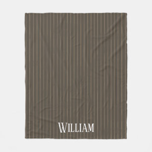 Couverture Polaire Personnalised brown retro pinstripes