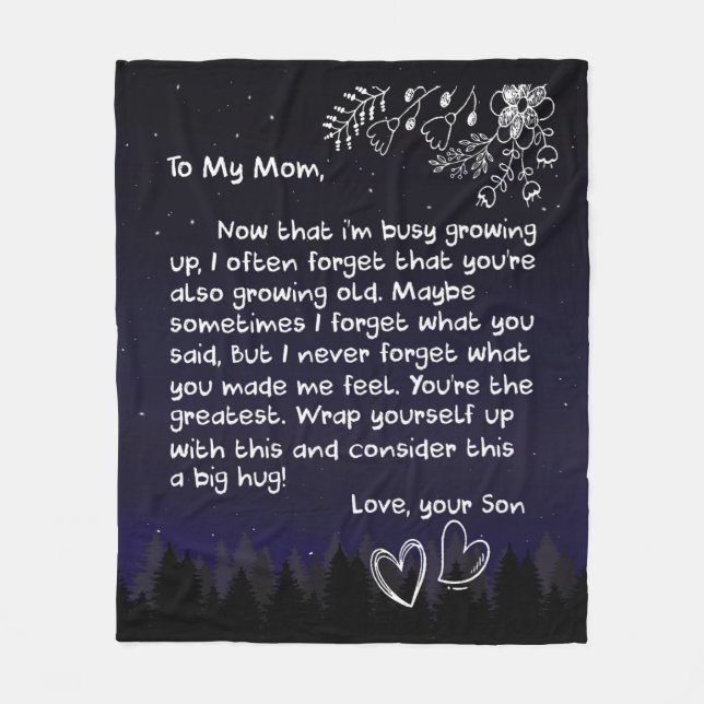 Couverture Polaire Personnalisée À Ma Mère Lettre D'Amour Du Fils (Devant)