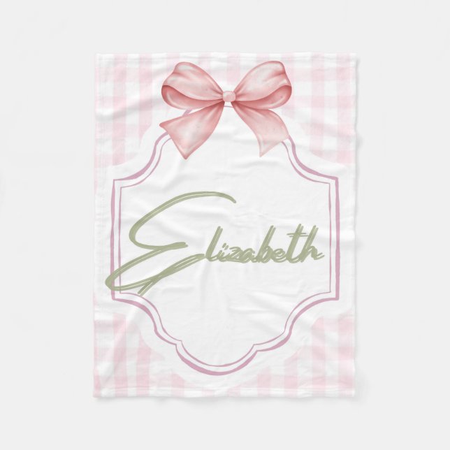 Couverture Polaire Personnalisée Elizabeth Baby Girl Nursery En vichy (Devant)