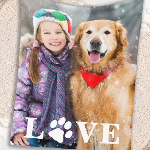 Couverture Polaire Personnalisée Pet Lover Love Empreinte de patte Ch