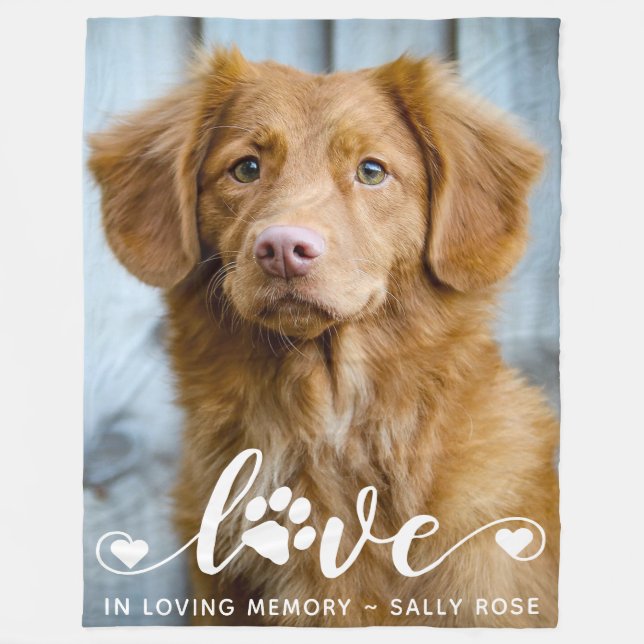 Couverture Polaire Personnalisée Pet Memorial Love Empreinte de patte (Devant)