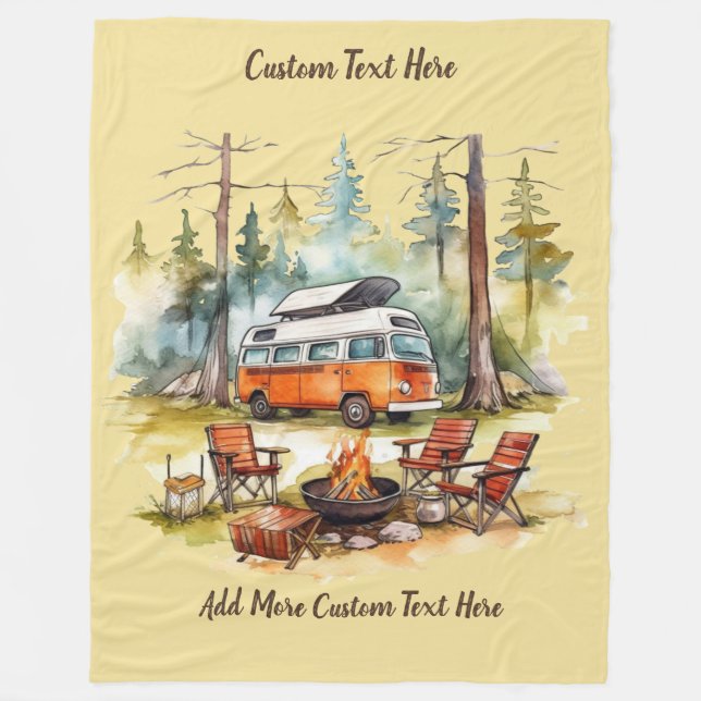 Couverture Polaire Personnaliser Fourgon Aménagé Garé Dans Les Bois C (Devant)