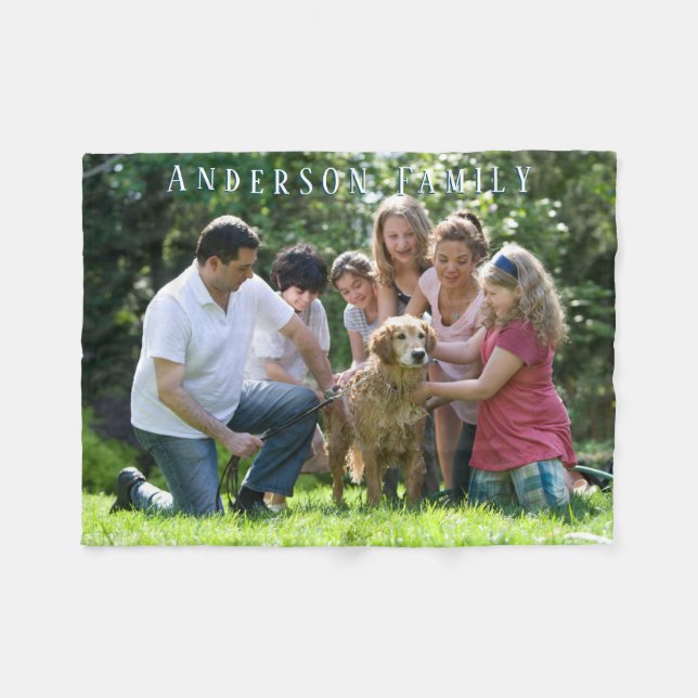 Couverture Polaire Personnaliser la photo et le nom de famille, texte (Devant (Horizontal))