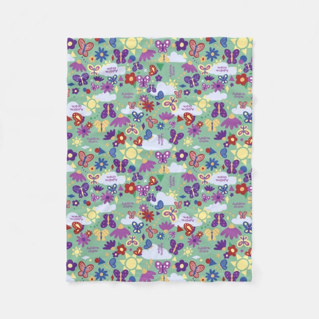 Couverture Polaire Personnaliser Papillons Jardin Fun Formes Sage Ver (Devant)