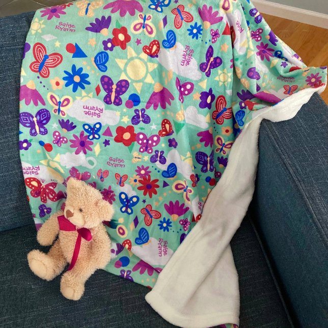 Couverture Polaire Personnaliser Papillons Jardin Fun Formes Sage Ver (Créateur téléchargé)