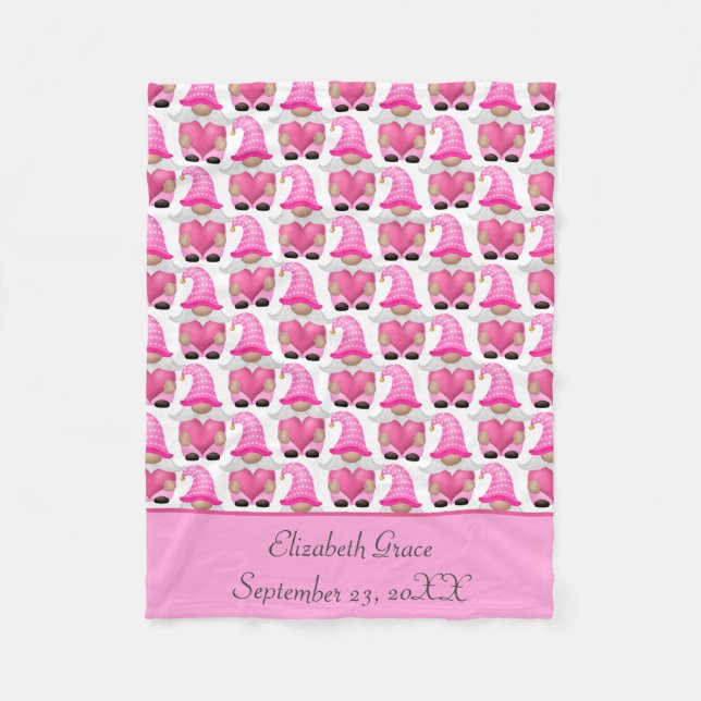 Couverture Polaire Personnaliser rose Gnome Woodland Scandinavian Cut (Devant)