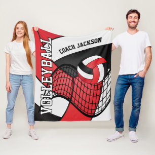 Couverture Polaire Personnaliser - Volleyball 🏐 Design - Rouge et No
