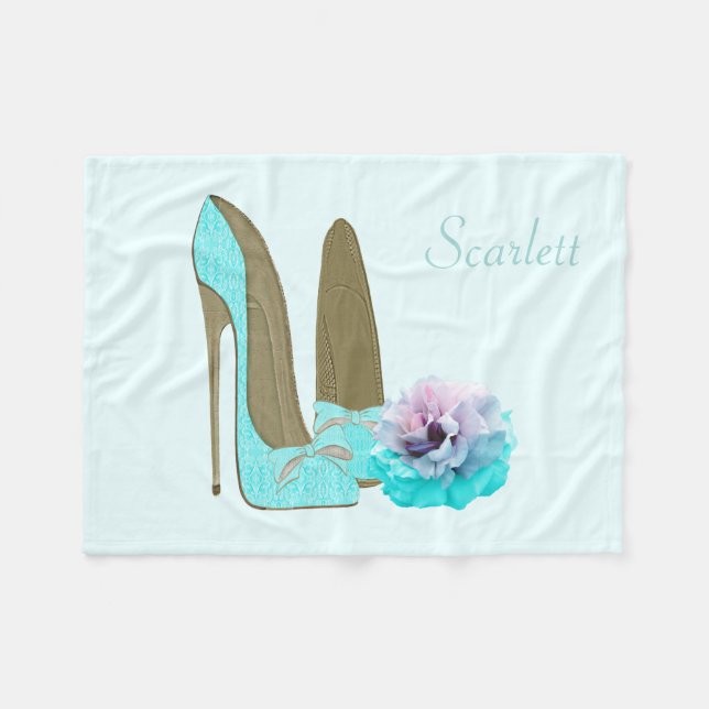 Couverture Polaire Personnalisez la chaussure de turquoise et la (Devant (Horizontal))