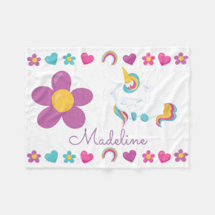 Couverture Polaire Personnalized Floral Sleeping Baby Unicorn