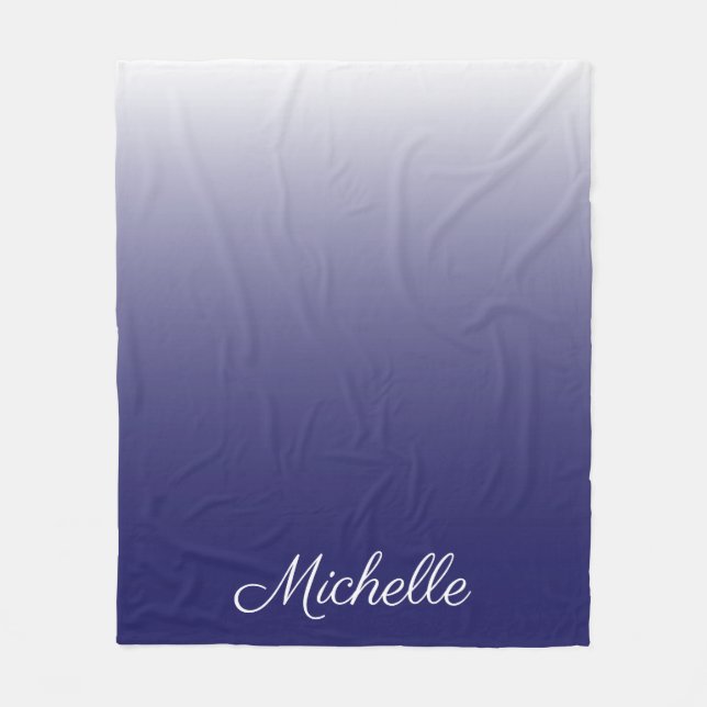 Couverture Polaire Personnalized gradient ombre navy blue (Devant)