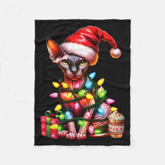 Couverture Polaire Pet Animal Lovers Cute Sphynx Cat Reindeer Antlers (Devant)