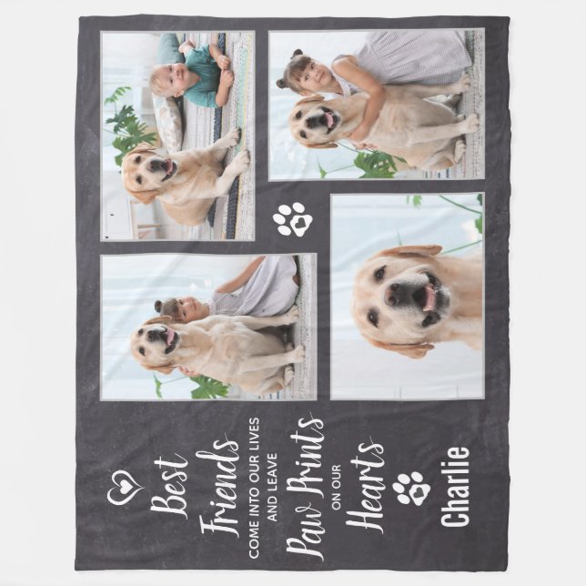 Couverture Polaire Pet Dog Memorial Photo Collage de conservation (Devant)