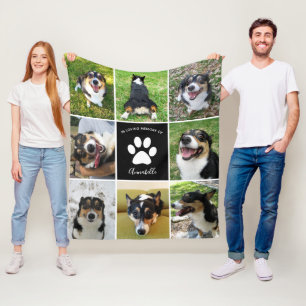 Couverture Polaire Pet Memorial Custom Chien Photo Collage Empreinte 