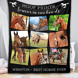Couverture Polaire Pet Memorial Hoof Prints Horse Photo Collage