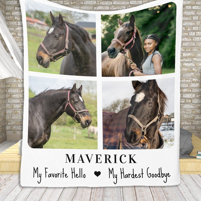 Couverture Polaire Pet Memorial Horse Souvenir Photos personnalisées (Créateur téléchargé)