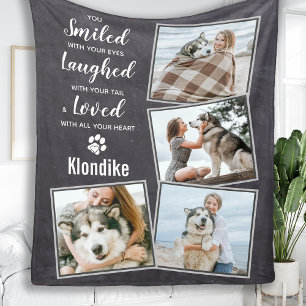 Couverture Polaire Pet Memorial Rustic Dog Photo Collage