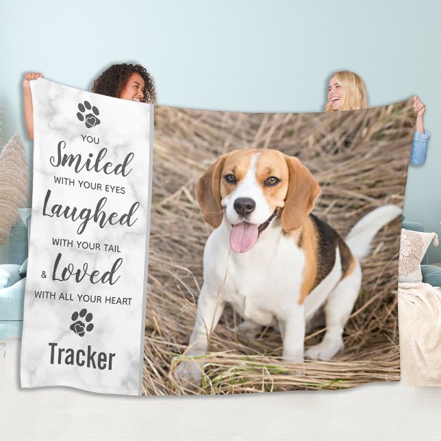 Couverture Polaire Pet Memorial souriait riait Loved Custom Photo Dog (Créateur téléchargé)