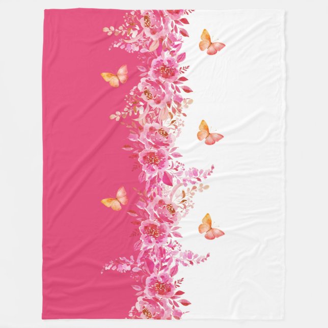 Couverture Polaire Petal Soft Pink Butterfly Sherpa Blanket (Devant)