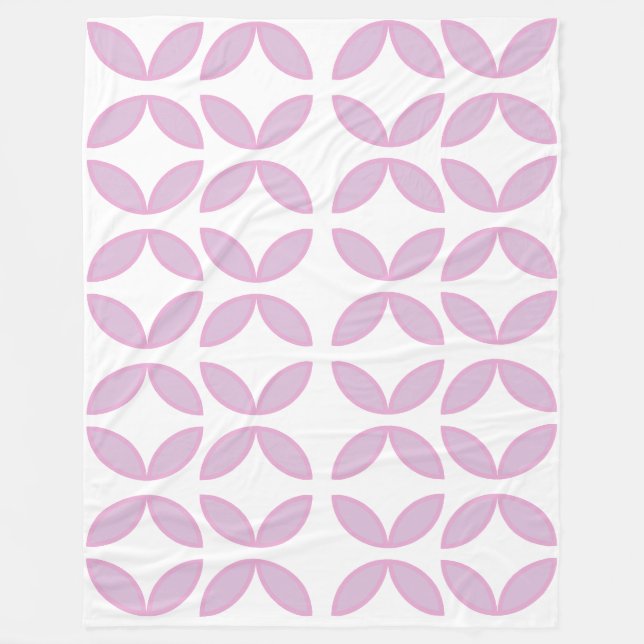 Couverture Polaire Pétales rose et blanc cercles et motif de diamants (Devant)