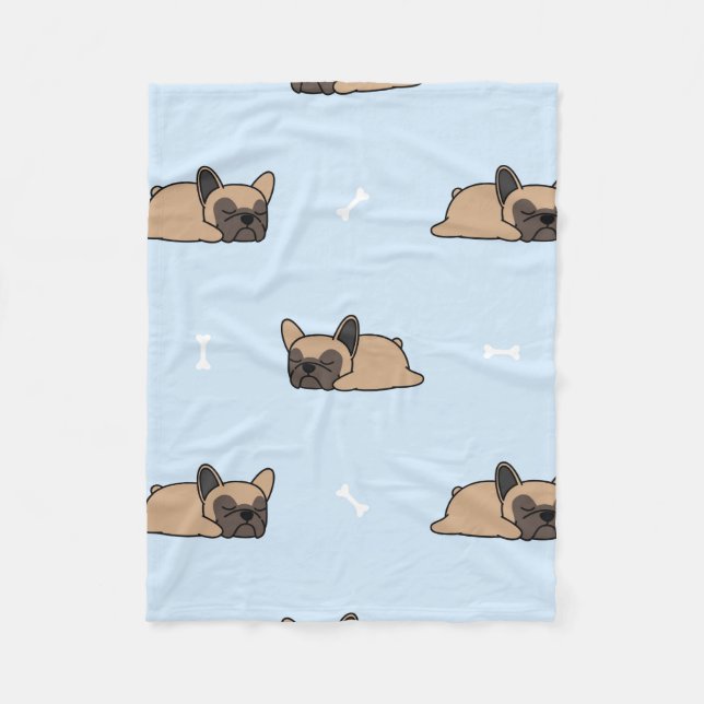 Couverture Polaire Petit chiot français bulldog dormant sans soudure  (Devant)