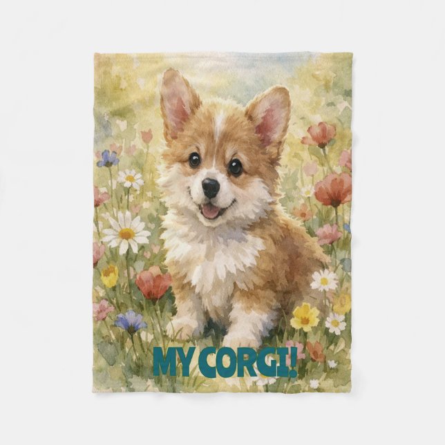 Couverture Polaire Petit Corgi Plaid Personnalisé (Devant)