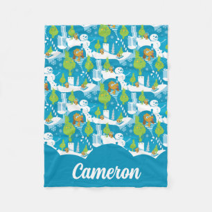 Couverture Polaire Petit Grinch   Joyeux Motif Turquoise Grinchmas