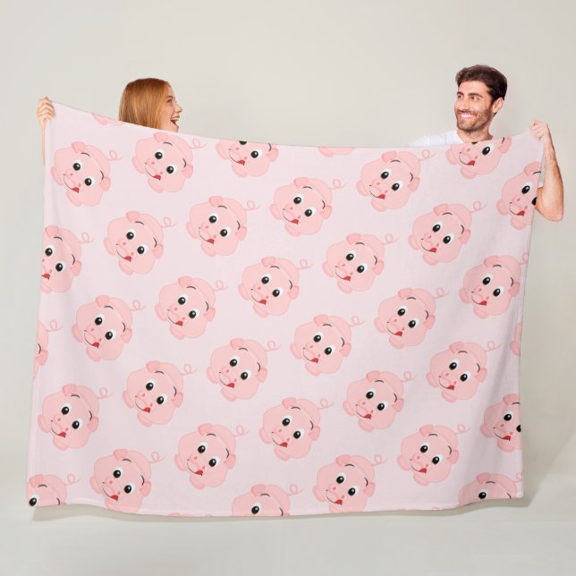 Couverture Polaire Petit Rose Piggy (En situation)