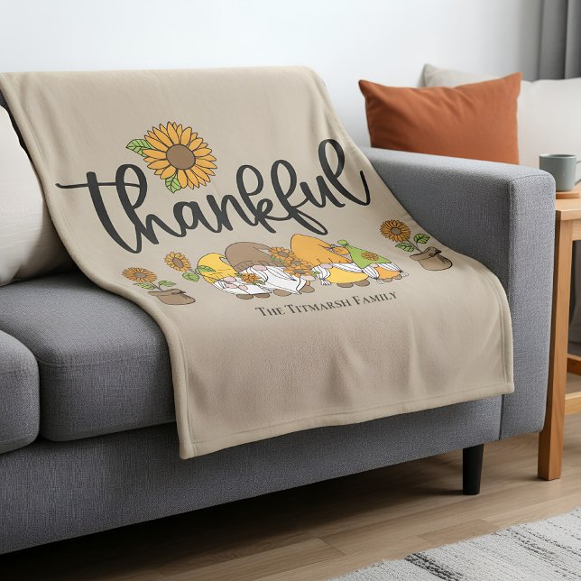 Couverture Polaire Petite famille de tournesol (thankful fleece blanket with family name)