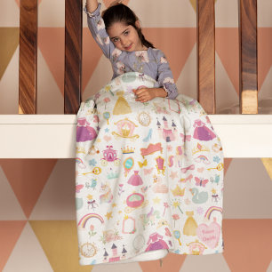 Couverture Polaire Petite fille Jolie princesse Motif de conte fée