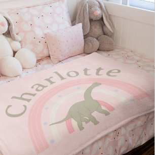 Couverture Polaire Petite fille personnalisée Dinosaure arc-en-ciel r
