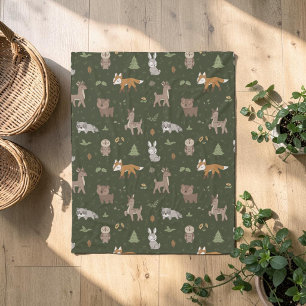Couverture Polaire Petites créatures endormies de la forêt verte