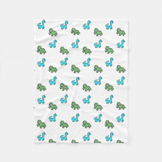 Couverture Polaire Petits dinosaures bleus et verts Baby Boy's (Devant)