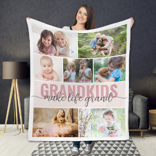 Couverture Polaire Petits-enfants font la vie Grand 7 Photo Collage