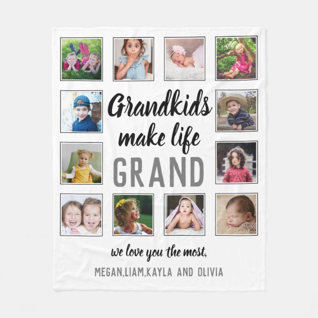 Couverture Polaire Petits-enfants font la vie Grand Citation 12 Photo (Devant)