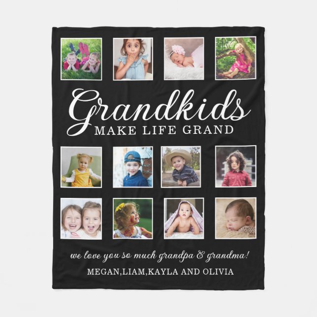 Couverture Polaire Petits-enfants font la vie Grand Citation 12 Photo (Devant)