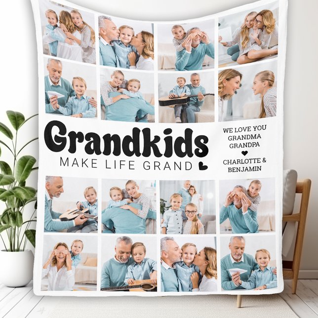 Couverture Polaire Petits-enfants font la vie Grand Custom 16 Photo C (Créateur téléchargé)