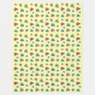 Couverture Polaire Petits tracteurs Blanche en polaire, citron