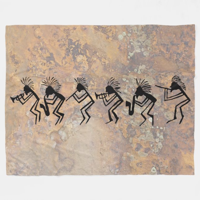 Couverture Polaire Petroglyphe Kokopelli Horn and Flute Player (Devant (Horizontal))