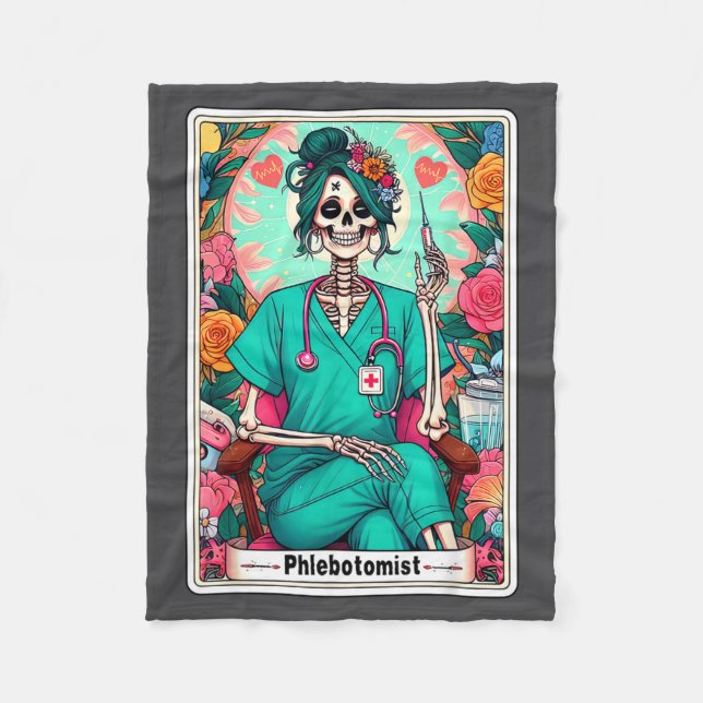 Couverture Polaire Phlebotomist Tarot Card Skeleton Phlebotomy Tech P (Devant)