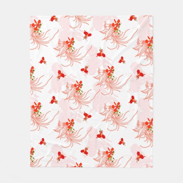 Couverture Polaire Phoenix Oiseau Et Phoenix Fleur Motif Sans Faille (Devant)